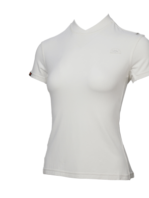 T shirt in Bambù con Colletto alla Coreana Donna