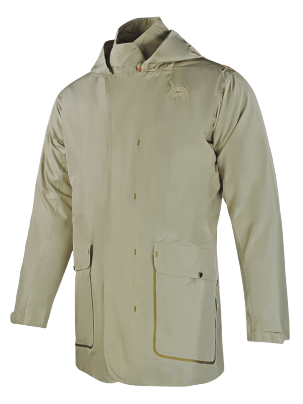 WJKPXTM009 308 Man Silk Rain Coat with Hood and Belt
