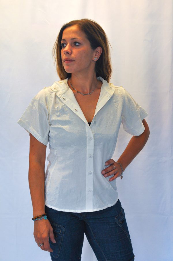 WSSSTDW001 FRONT SENZA NODO Camicia Donna in Bambù con Cappuccio