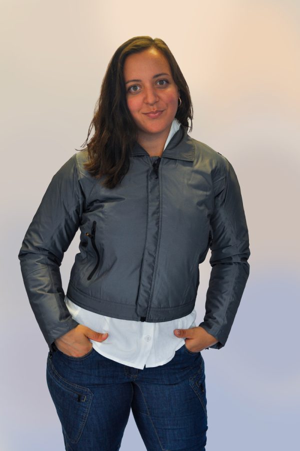 Woman Cropped Silver Down jacket