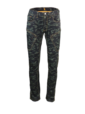 Jeans In Cotone Organico 7 Tasche Camouflage Blu