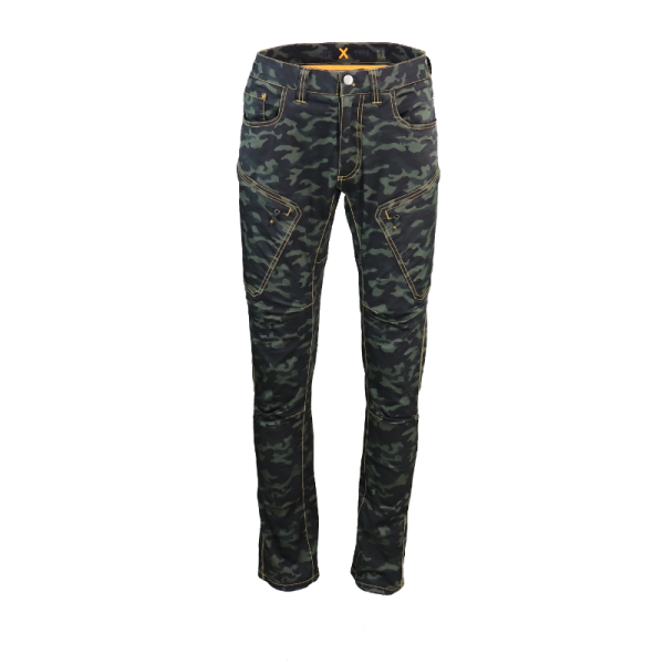 Jeans In Cotone Organico 7 Tasche Camouflage Blu