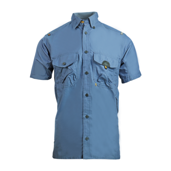 WSSPXTM006 BLU Camicia Uomo in Cotone Organico a Maniche Corte